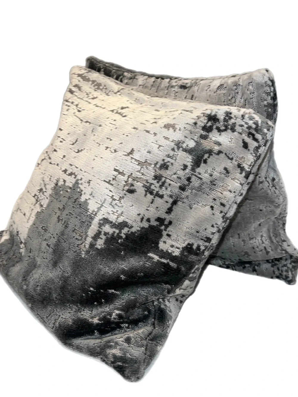 NWOT West Elm MCM 2 Pillow Covers Velvet Silver/ Gray 18x18